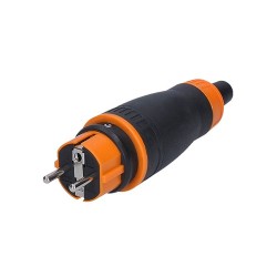 Vidlica 230V gumená IP44 SOLIGHT P67 – oranžovo-čierna gumená vidlica