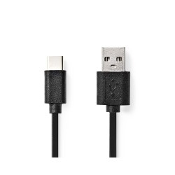 Kábel USB-A – USB-C NEDIS 1 m 60 W čierny – čierny kábel