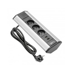 Rohová zásuvka 1,5m 3 zásuvky + 2x USB GTV AE-PBKT3U2U-80 – zásuvka s káblom