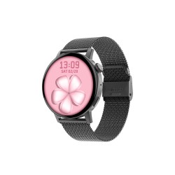 Hodinky SMART FOREVER ForeVive4 SB-350 čierne – hodinky s kovovým milánskym remienkom a ružovým ciferníkom