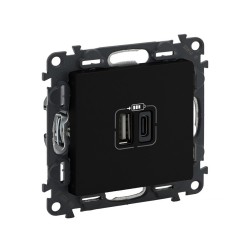 USB nabíjačka LEGRAND VALENA LIFE 756306 – čierny modul s USB-A a USB-C