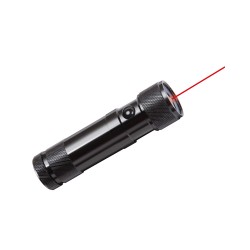 Ručné LED svietidlo Brennenstuhl s laserom – baterka so zapnutým laserom