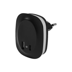 Nočné LED svietidlo LEDVANCE Lunetta Edge s USB-C a USB-A čierne – svietidlo