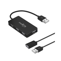 USB HUB 4-portový MAXLIFE – rozbočovač s predlžovacím káblom