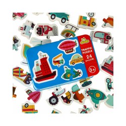 Puzzle Duoqu Traffic 24 ks – plechová krabička a dieliky
