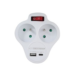 Rozdvojka ESPERANZA ELK311W biela s USB – rozdvojka spredu