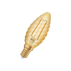 LED žiarovka OSRAM Vintage 1906 CLBW12 – zlatá točená sviečka zo šikma