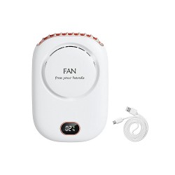 Ručný ventilátor FAN DQ203 5W nabíjateľný – biely ventilátor s displejom a káblom