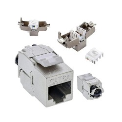 Káblová dátová zásuvka 1xRJ45 STP Cat.6A 10Gbit/s kovová SOLEX RJ10 Keystone – zásuvka s príslušenstvom