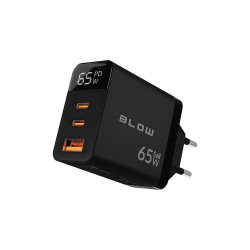 USB adaptér BLOW GaN PD QC 65 W s LCD čierny – adaptér