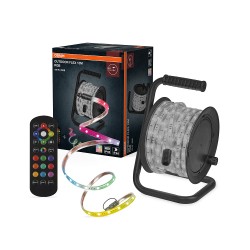 LED pás na 230V OSRAM OUTDOOR FLEX 15m RGB IP65 RC 6,66W/m IP65 na bubne – súprava s bubnom a ovládačom