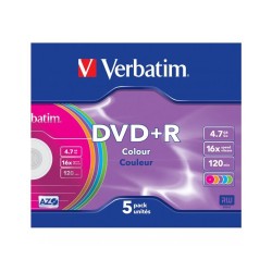 DVD+R VERBATIM Colour 5 ks – farebné disky v balení