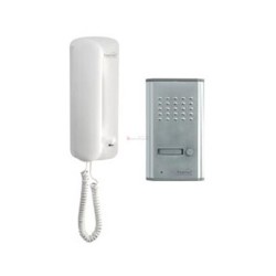 Telefón vchodový HOME DP02 pre jedného účastníka – biely domáci telefón a vonkajší panel