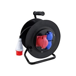 Predlžovací bubon gumový 25m 5x1,5 400V/16A + 2x230V SOLIGHT PB40 – bubon