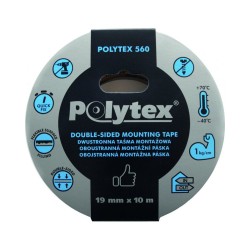 Páska obojstranná penová POLYTEX 560 19 mm × 10 m – kotúč pásky s etiketou