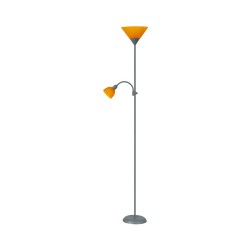 Stojanová lampa RABALUX 4026 Action strieborná/oranžová – lampa s dvomi oranžovými tienidlami