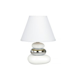 Stolová lampa RABALUX 4949 Salem bielo-strieborná – lampa s bielo-strieborným podstavcom