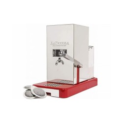 Kávovar LUCAFFE La Piccola Smart – bielo-červený kávovar na pody