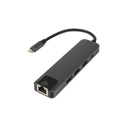 USB HUB USB-C na USB-C, HDMI, RJ45 a 2x USB-A – hub s káblom USB-C