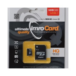 Karta micro SD 128GB s adaptérom IMRO UHS-I – karta v balení