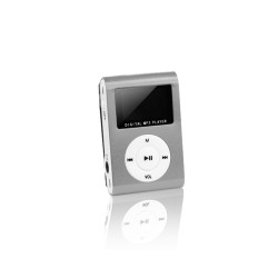 MP3 prehrávač SETTY s LCD strieborný so slúchadlami – prehrávač
