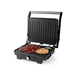 Kontaktný gril NEDIS KAGR130SR – otvorený gril s mäsom