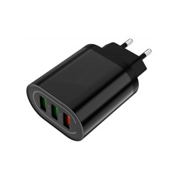 USB adaptér QUICK PLP37D 3× USB-A 18 W čierny – adaptér