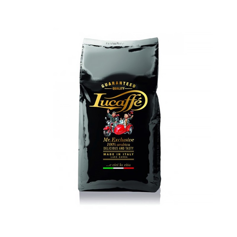 Káva Lucaffè Mr. Exclusive 1 kg 100 % Arabica – čierne balenie kávy