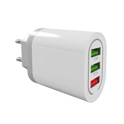 USB adaptér QUICK PLP37F 3× USB-A 18 W biely – adaptér