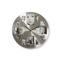 Hodiny NEDIS s fotorámčekmi 40cm – strieborné hodiny s fotkami