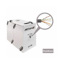 Kábel FTP CAT.5e AMIKO OUTDOOR – krabica a detail kábla