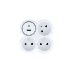 Rozdvojka SOLIGHT P106USBC biela s USB – rozdvojka spredu s USB