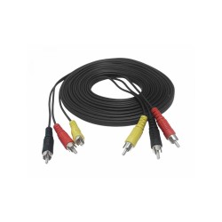 Kábel 3× RCA – 3× RCA 3 m – čierny kábel s konektormi