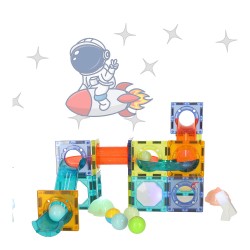 Magnetická guľôčková dráha 49 ks LIGHT MAGNETIC BLOCKS – postavená dráha s guľôčkami