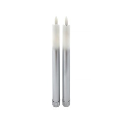Sviečka LED dlhá HOME DECOR HD-117 bielo-strieborná 2 ks – sviečky