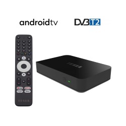 Prijímač Android TV BOX TESLA MediaBox XT850 – prijímač s ovládačom, Android TV a DVB-T2