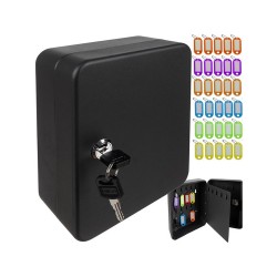 Trezor na kľúče čierny 20x16x7,7cm – skrinka na 30 kľúčov s kľúčenkami
