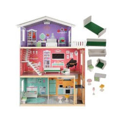 Drevený domček pre bábiky DOLLHOUSE VILA – domček s nábytkom