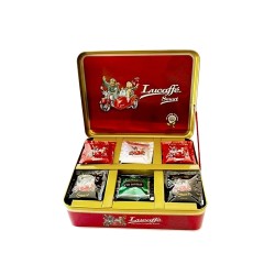 Káva Lucaffe Smart Pods Sommelier – otvorený plechový box s kávovými podmi