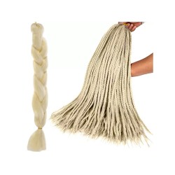 Syntetické vlasy vrkoče blond 60–65 cm SOULIMA – blond vrkoč a rozpletené vlasy